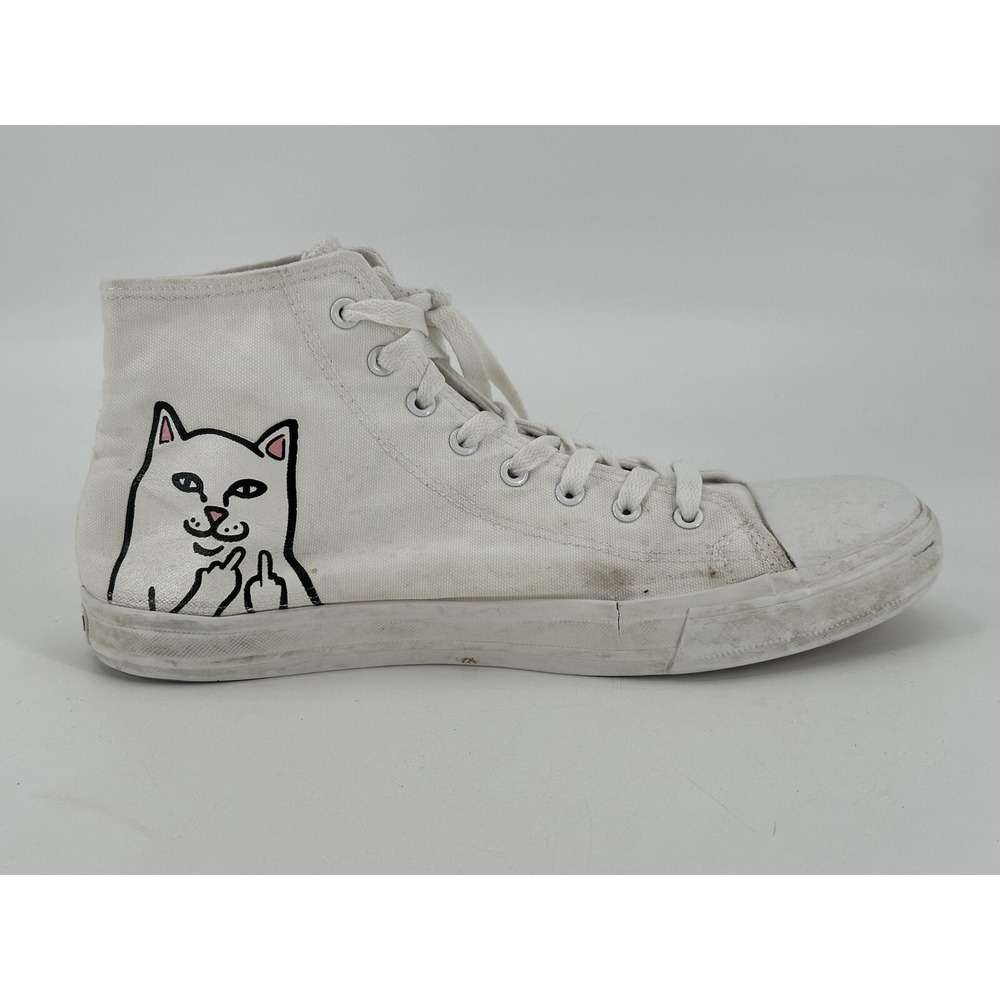 RipnDip High Top Sneakers Men's 12 White  Lord Nermal Cat Skate Shoes Skater‎